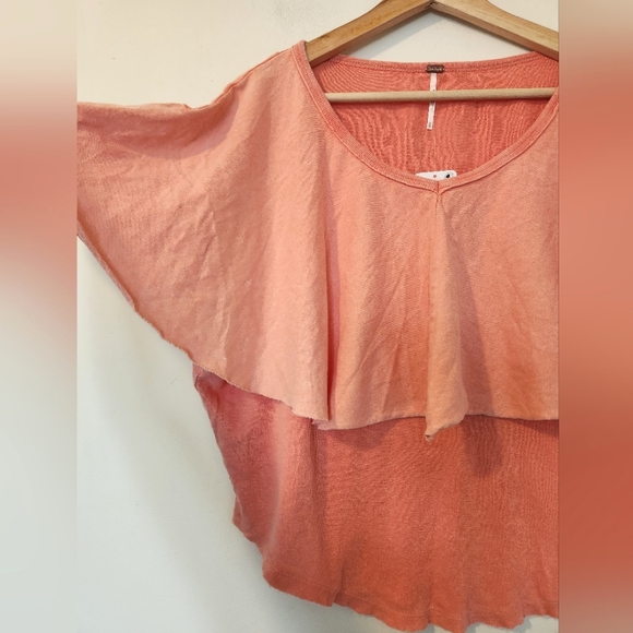 NWOT Free People Ruffle Top Peach Color - Picture 3 of 6